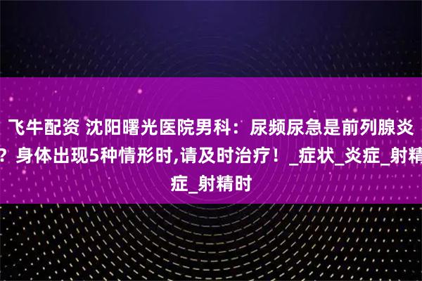 飞牛配资 沈阳曙光医院男科：尿频尿急是前列腺炎吗？身体出现5种情形时,请及时治疗！_症状_炎症_射精时