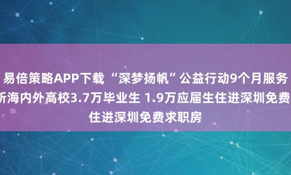 易倍策略APP下载 “深梦扬帆”公益行动9个月服务2708所海内外高校3.7万毕业生 1.9万应届生住进深圳免费求职房